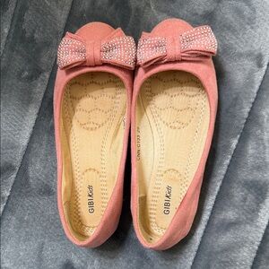 GIBI Kids Pink Embellished Bow Flats